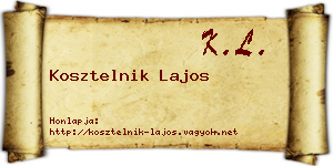 Kosztelnik Lajos névjegykártya